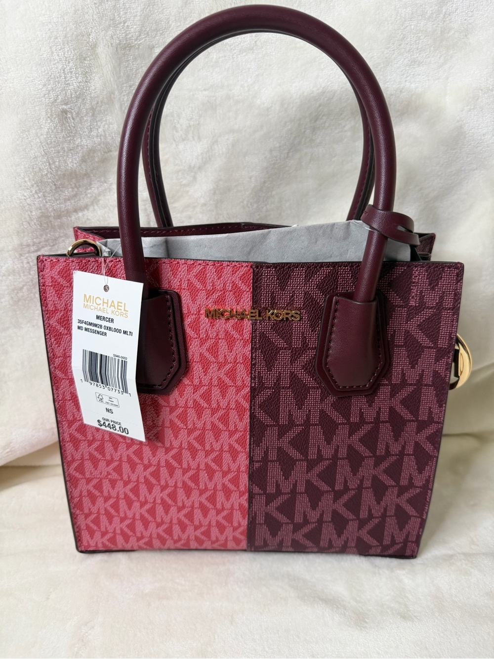 Michael Kors Mercer Pink & Burgundy Signature Tote Bag